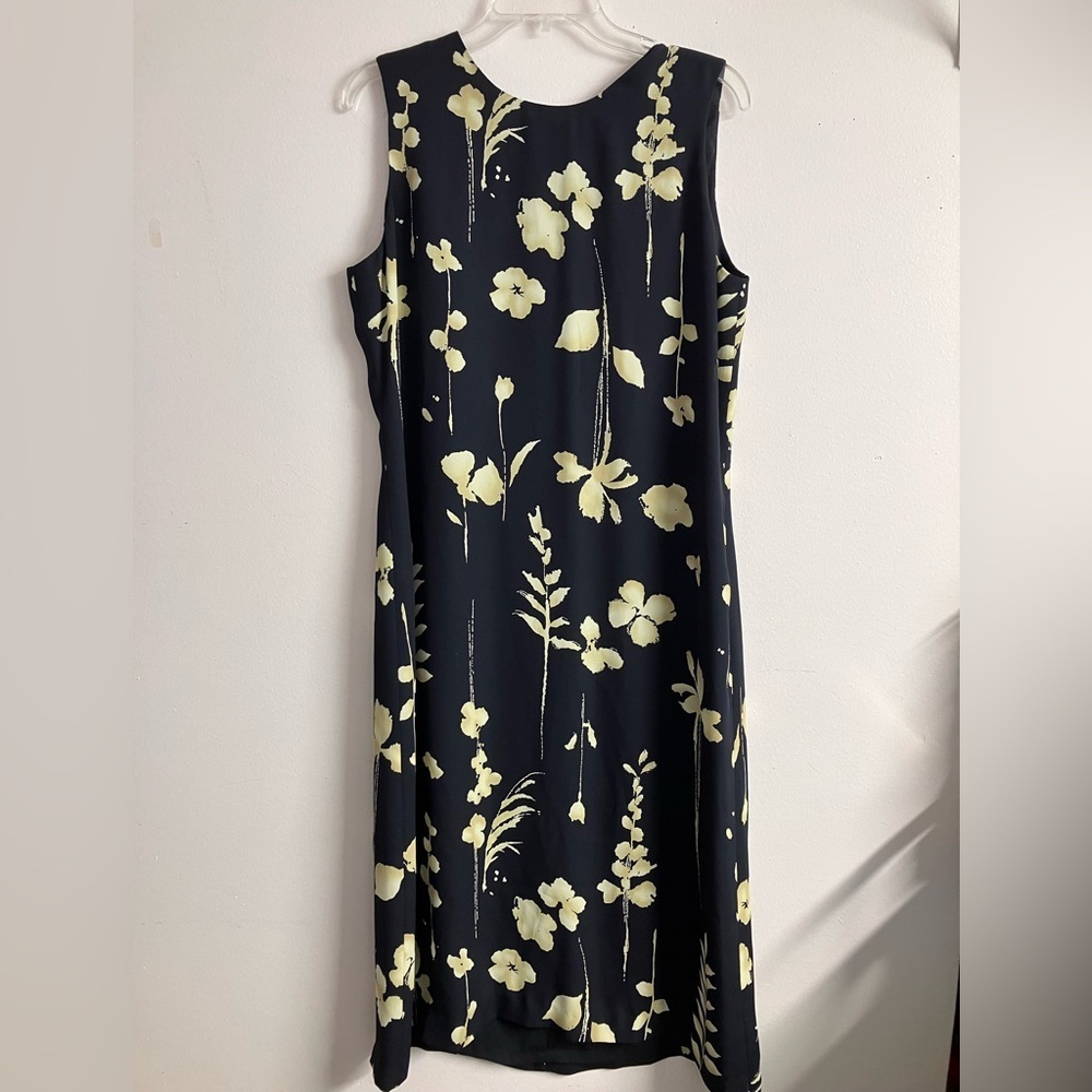 Women’s Sleeveless Midi Floral Dress, Size 12, Black/Cream, Josephine Chaus